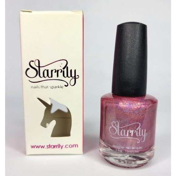 Starrily Nail Polish "Hey Girl" NEW IN BOX Pink Glitter Holo Iridescent Lacquer - Picture 1 of 6